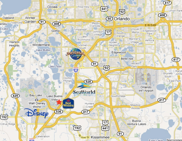 Map & Location of Best Western Lake Buena Vista